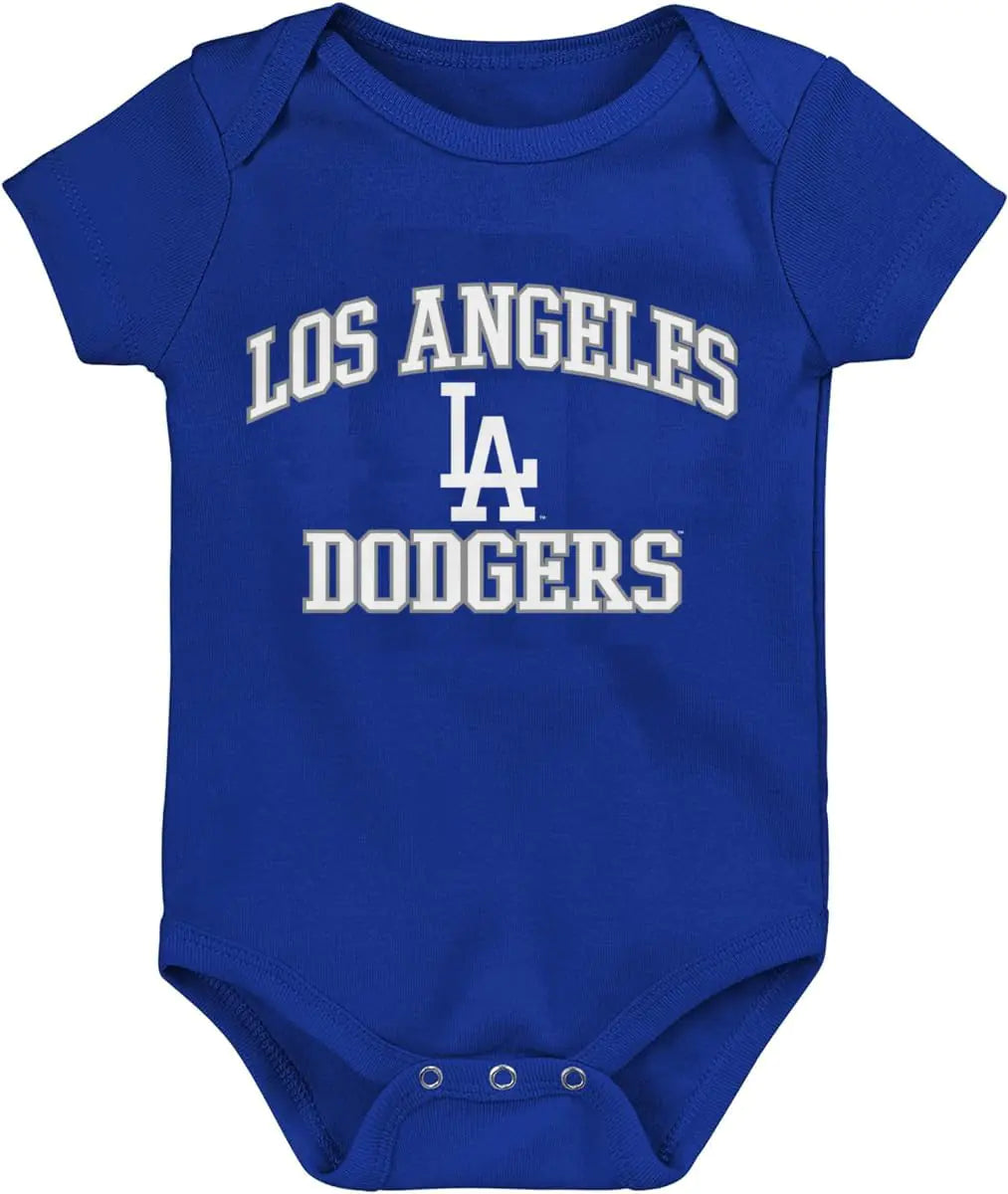 MLB Officially Licensed 0-24 Months City Headline Arch Logo Creeper Bodysuit Romper (Los Angeles Dodgers - Blue 0/3 Months)