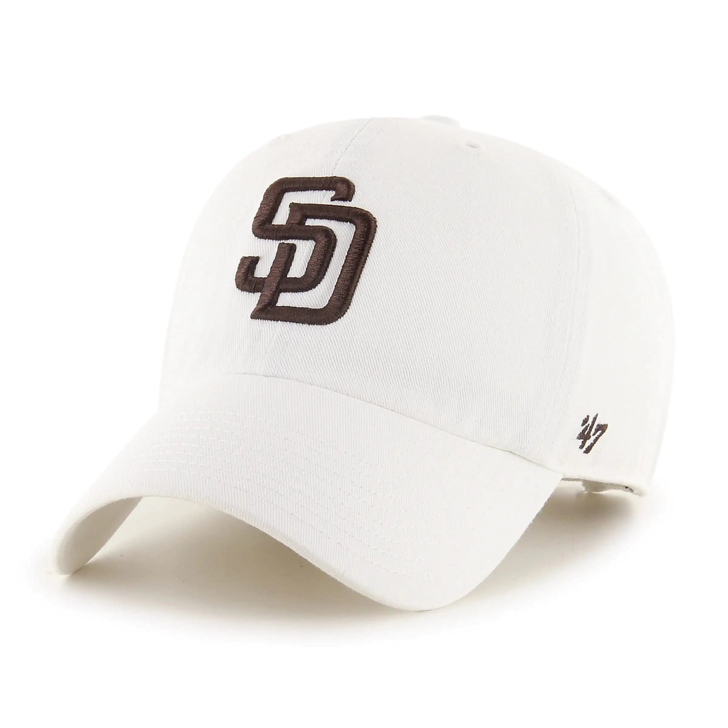 47 San Diego Padres Clean Up Adjustable Hat for Adult Men and Women One Size White Brown Logo
