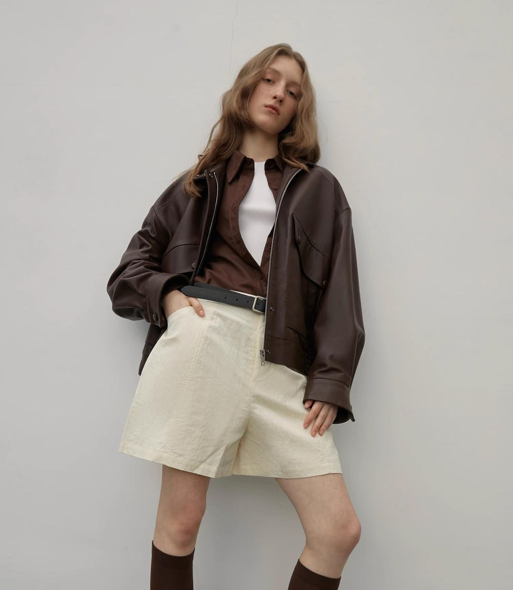 Women's Genuine Sheep Leather Motorcycle Short Jacket "Loveless Muse"