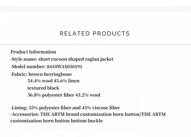 "Warm Cocoon" Italian Herringbone Wool Classic Lapel Short Wool Coat for Women