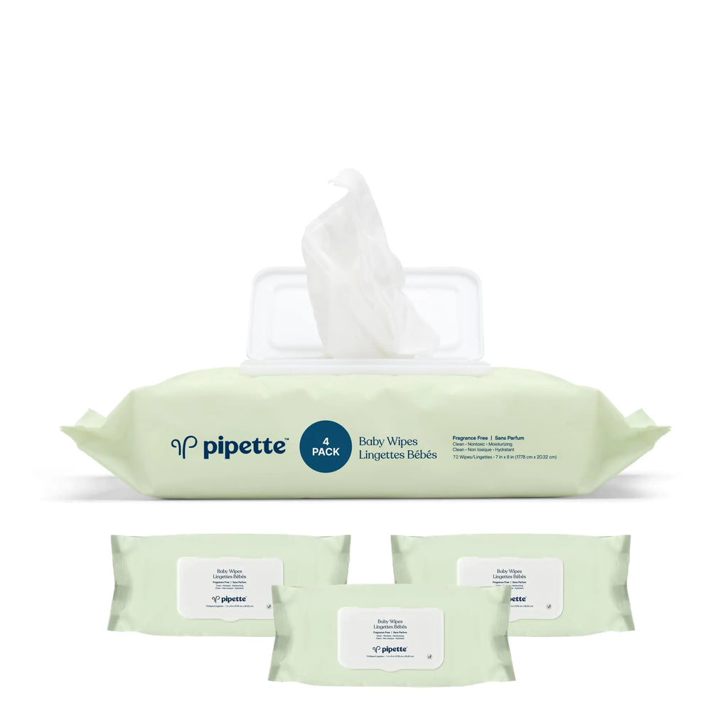 Pipette Baby Wipes - 100% Plant-Based Fibers and Plant-Derived Moisturizers Water-Based (Fragrance-Free 288-Count)