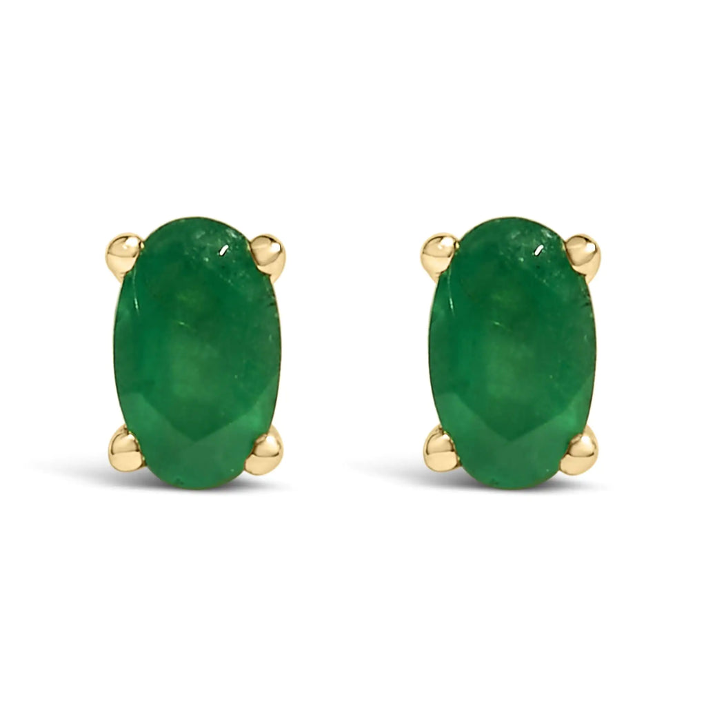 14K Gold Oval Cut Gemstone Birthstone 5x3 mm Stud Earrings