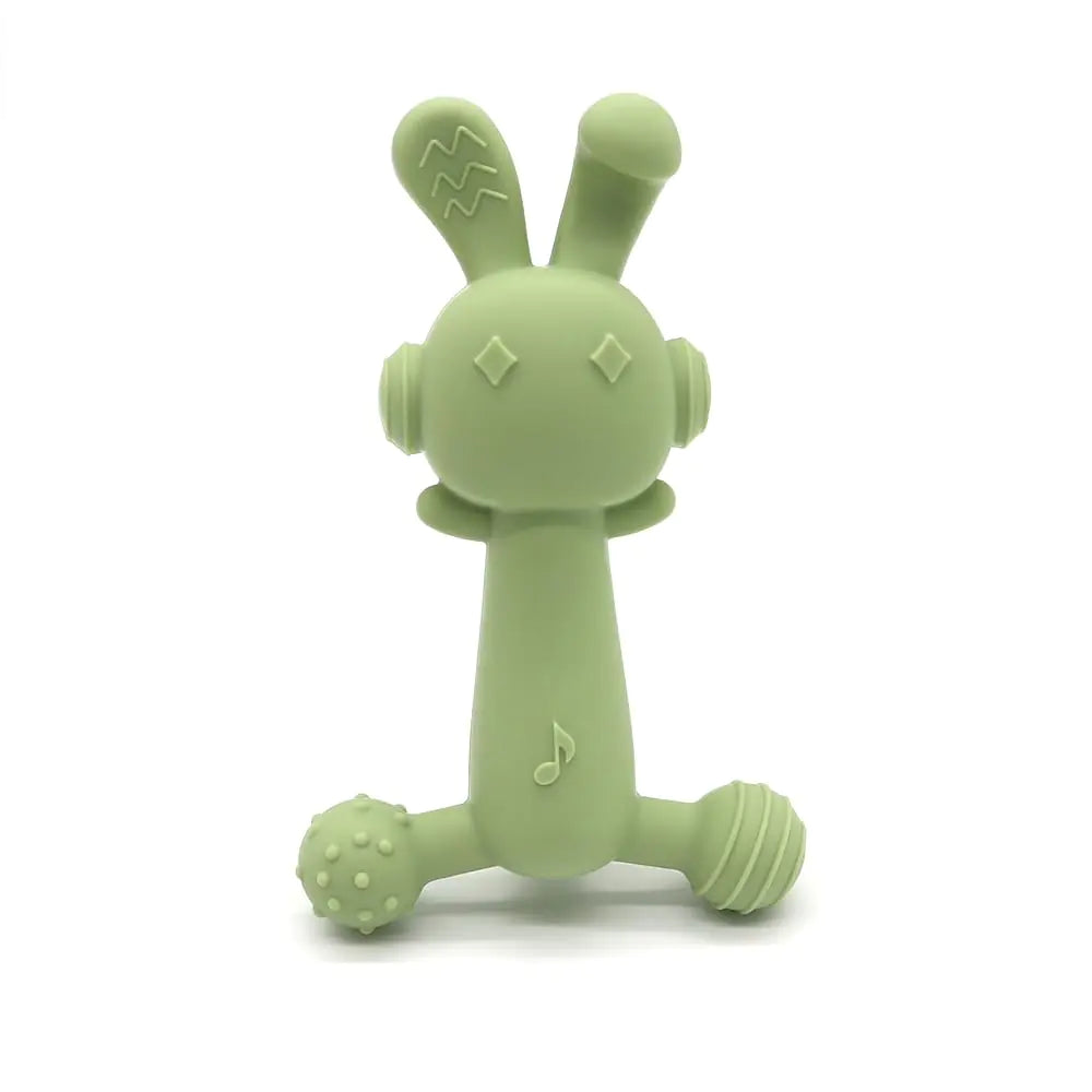 Silicone Rabbit Teether for Babies 6-12 Months - Green
