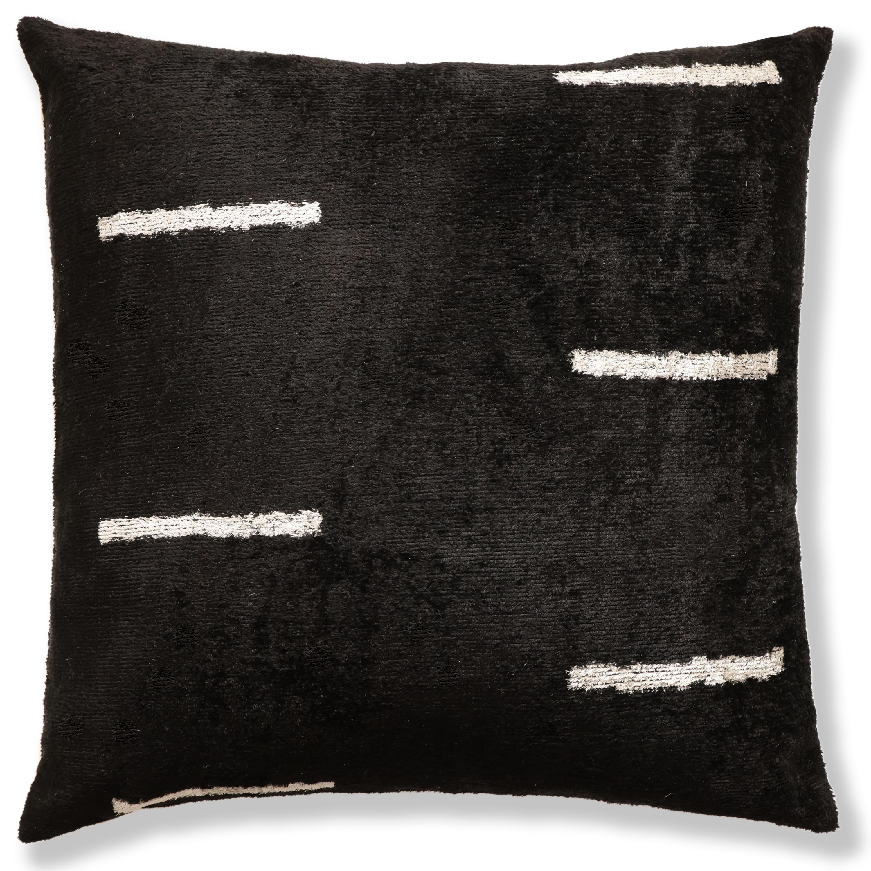 Handmade Black Silk Velvet Pillow 20x20 – Minimalist Modern Designer Cushion