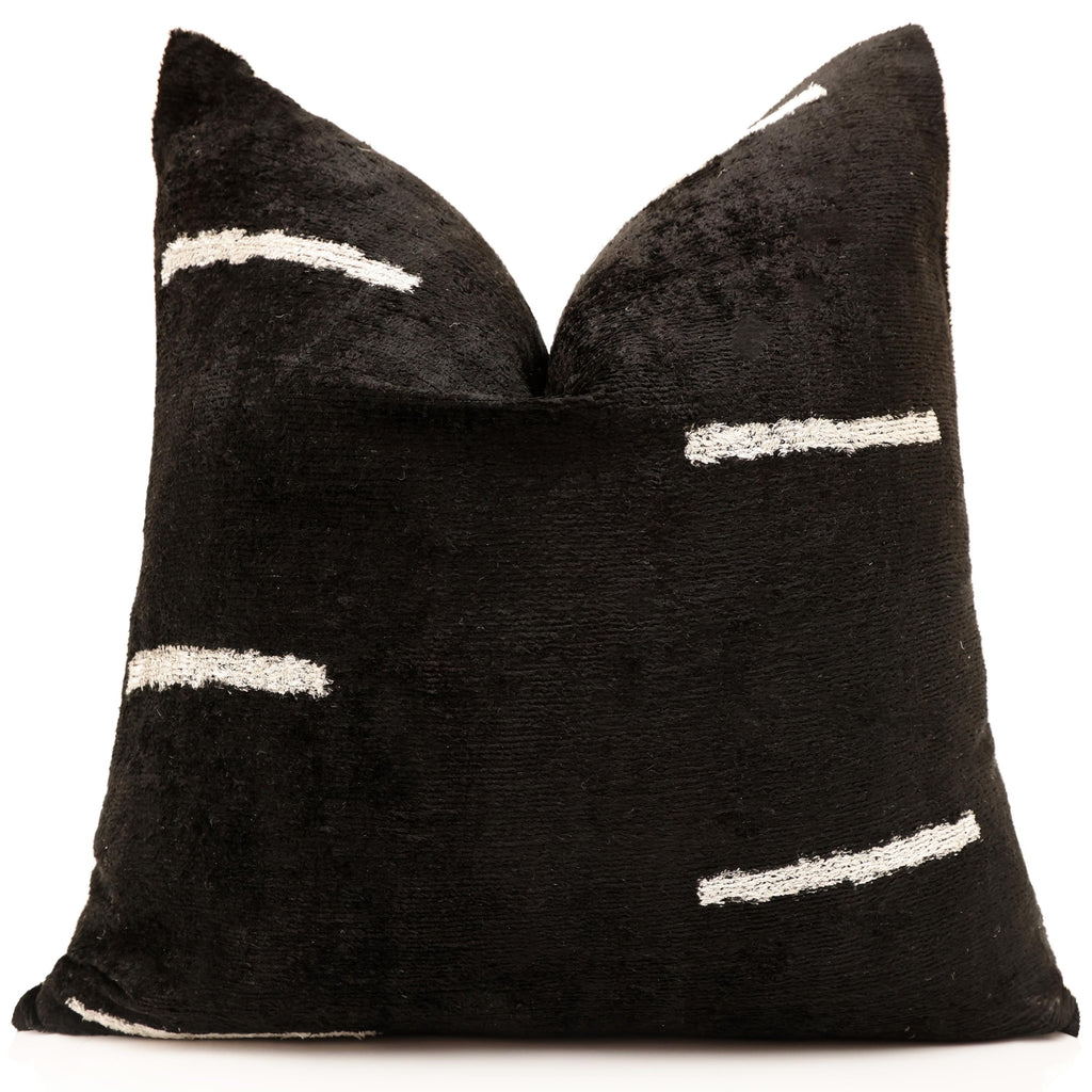 Handmade Black Silk Velvet Pillow 20x20 – Minimalist Modern Designer Cushion