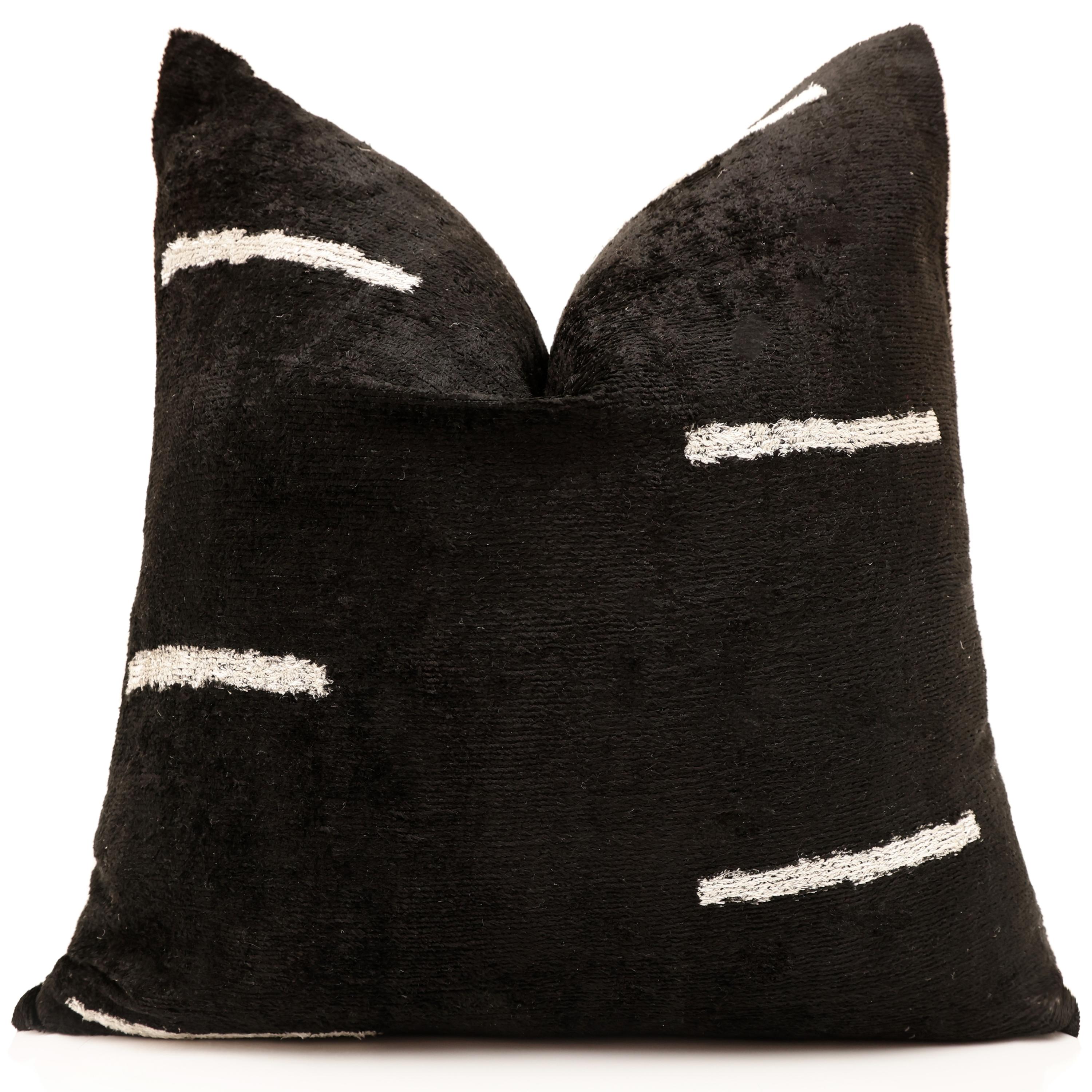Handmade Black Silk Velvet Pillow 20x20 – Minimalist Modern Designer Cushion