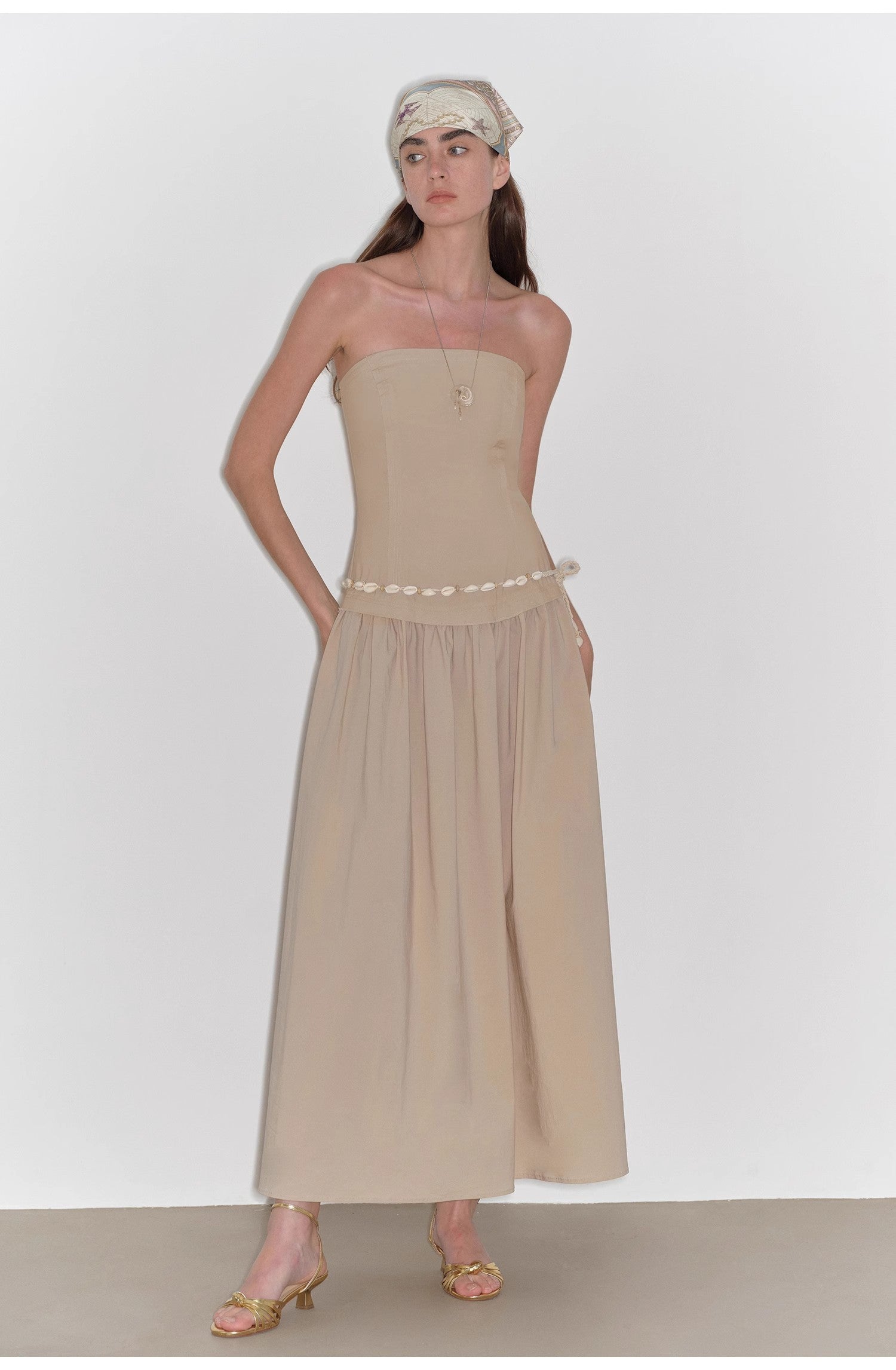 "Summer Formula" Long-Waisted, Slim-Fitting, Large A-Hem Mid-Length Dress