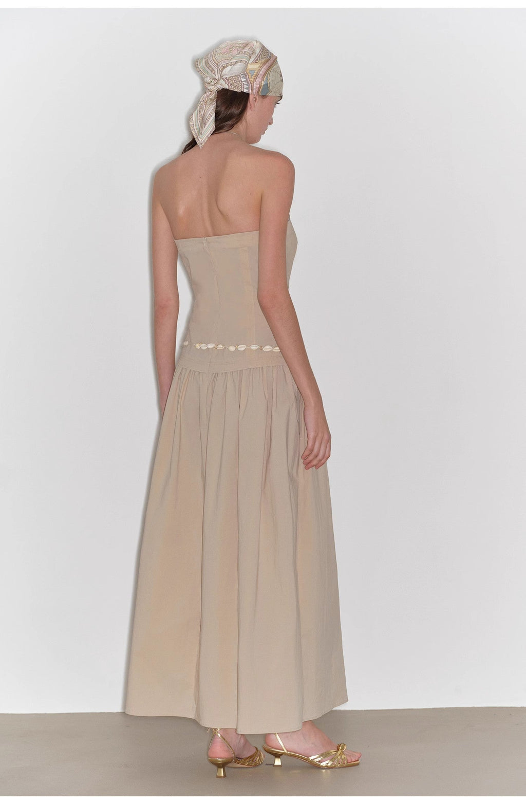 "Summer Formula" Long-Waisted, Slim-Fitting, Large A-Hem Mid-Length Dress