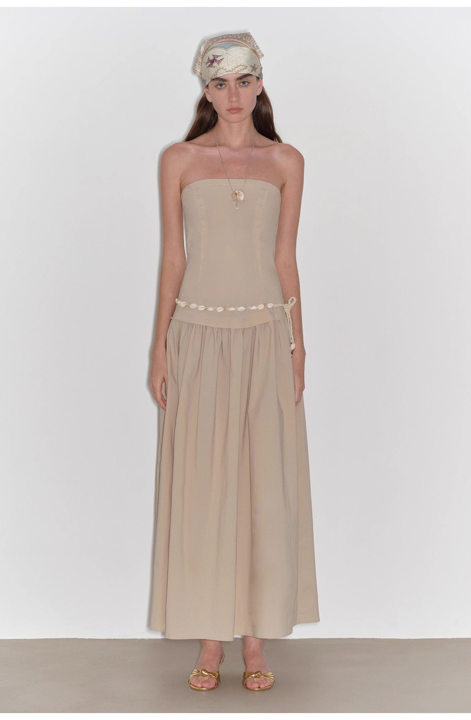 "Summer Formula" Long-Waisted, Slim-Fitting, Large A-Hem Mid-Length Dress