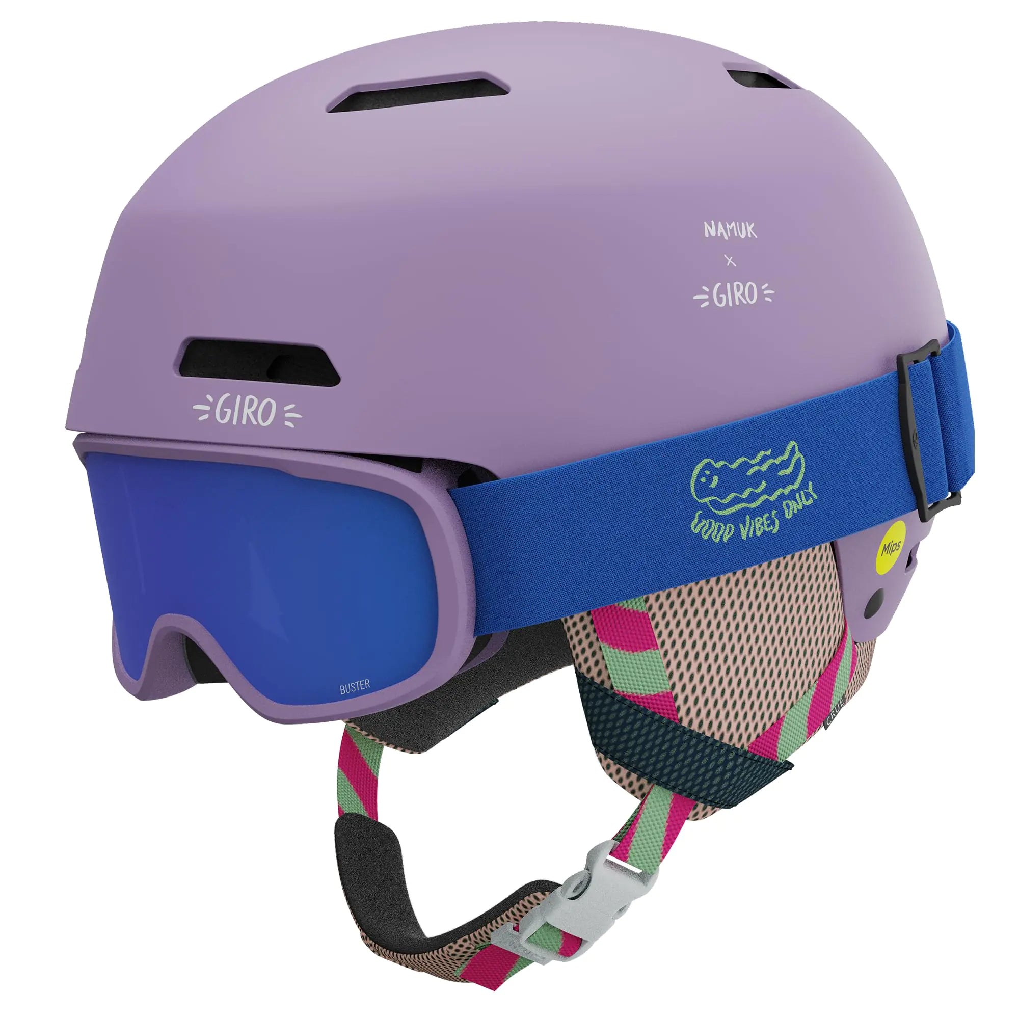 Giro Crue MIPS Combo Pack Kids Ski Helmet - Snowboarding Helmet with Matching Goggles for Youth Boys & Girls - Lavender Namuk Dark Rose - S (52-55.5cm)