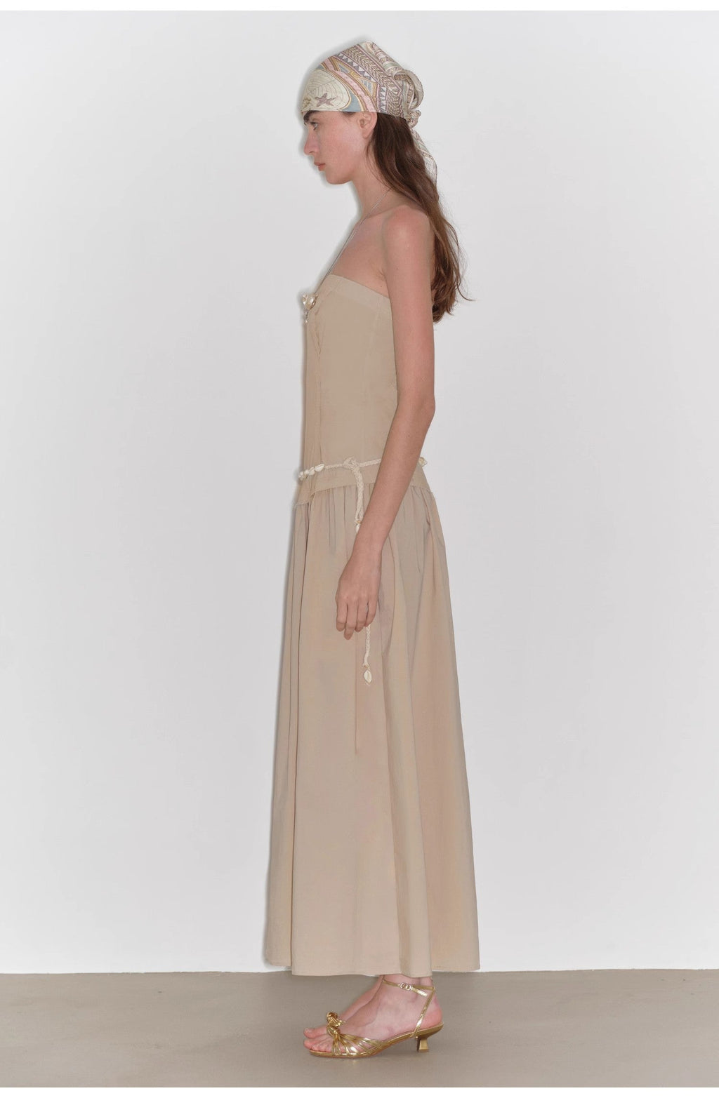 "Summer Formula" Long-Waisted, Slim-Fitting, Large A-Hem Mid-Length Dress