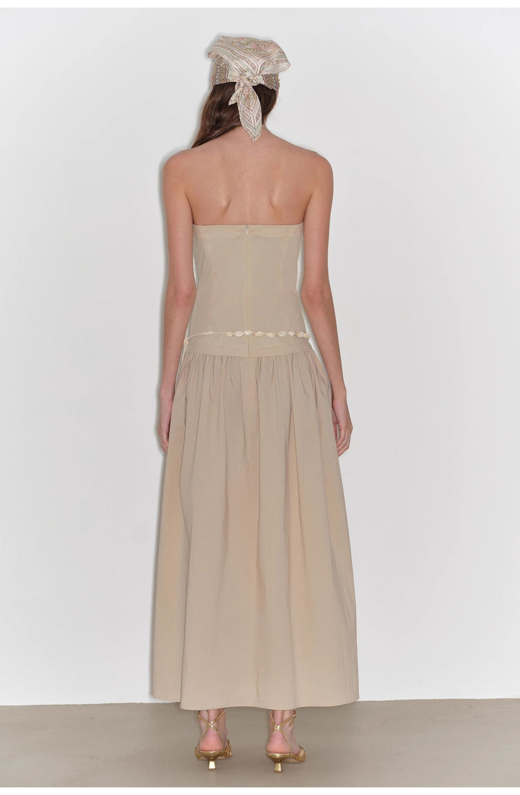 "Summer Formula" Long-Waisted, Slim-Fitting, Large A-Hem Mid-Length Dress