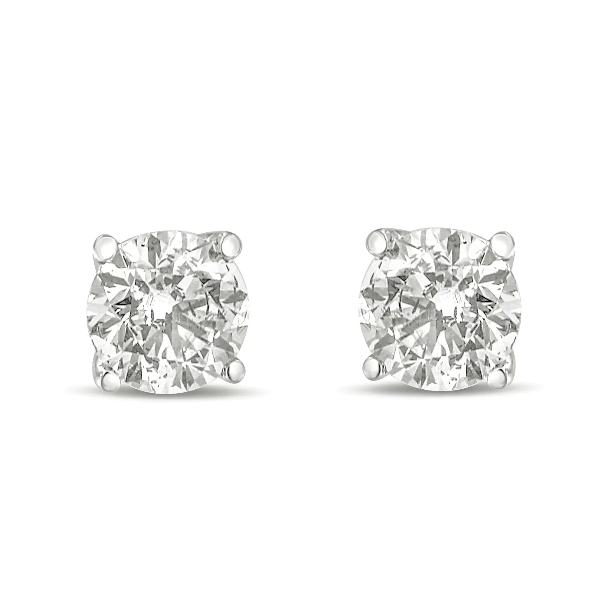 14K Gold 1.0 Carat Round Brilliant Cut Lab Grown Diamond 4-Prong Classic Solitaire Stud Earrings