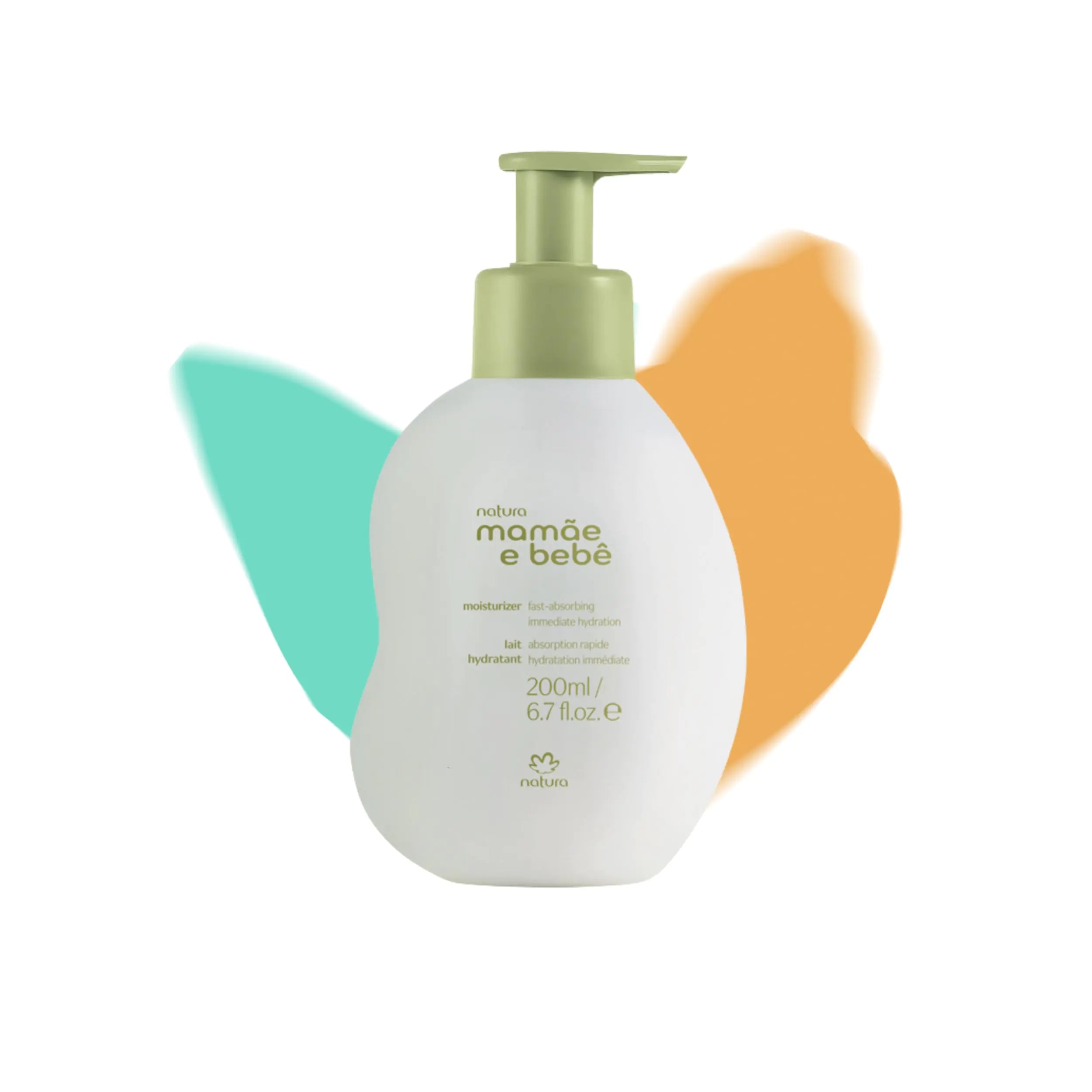 natura - Mamãe e Bebê Baby Fast Absorbing Moisturizer - 100% Vegan - Plant Based Oils & Cupuaçu Butter - 98.8% Natural Origin - All Skin Types - Cruelty Free - Baby Essentials - 6.7 fl oz (200ml)