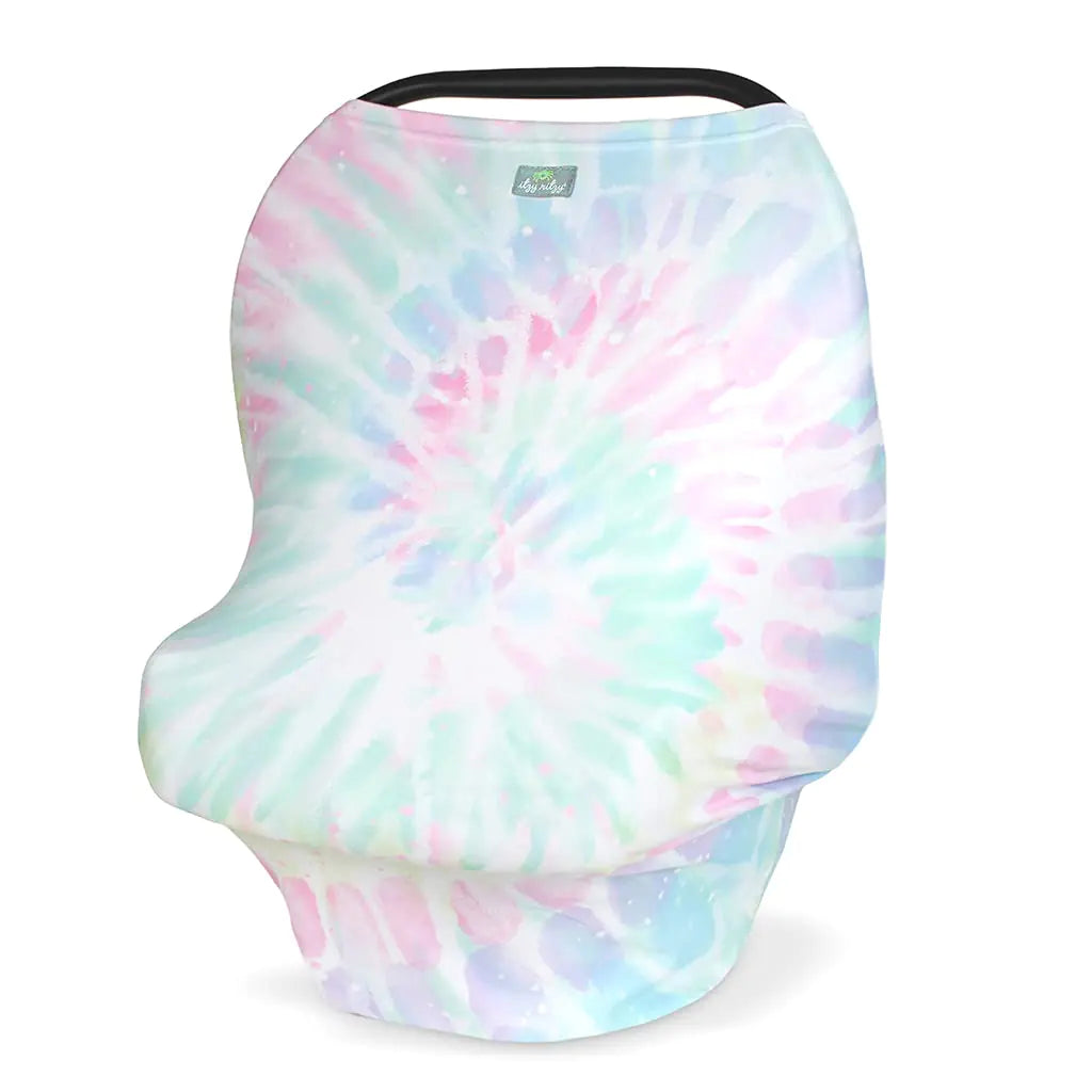 Itzy Ritzy 4-in-1 Nursing Cover Car Seat Cover Shopping Cart Cover and Infinity Scarf – Breathable Multi-Use Mom Boss Breastfeeding Cover Car Seat Canopy Cart Cover & Scarf Rainbow Tie Dye