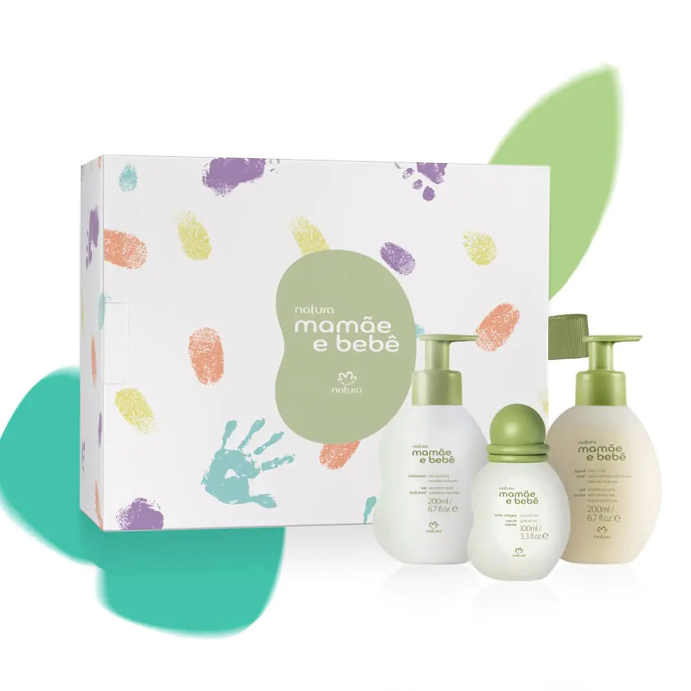natura - Mamãe e Bebê Deluxe Gift Set - Baby Moisturizer Cologne & Liquid Soap - 100% Vegan - Natural Origin - All Skin Types - Cruelty Free - Brazilian Beauty - Baby Essentials (3 Baby Products)