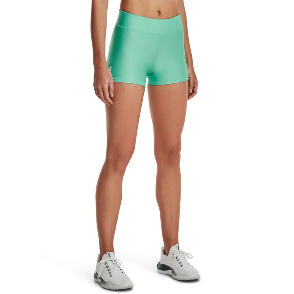 Under Armour Womens HeatGear Armour Mid Rise Shorty (958) Green Breeze / / White XX-Large