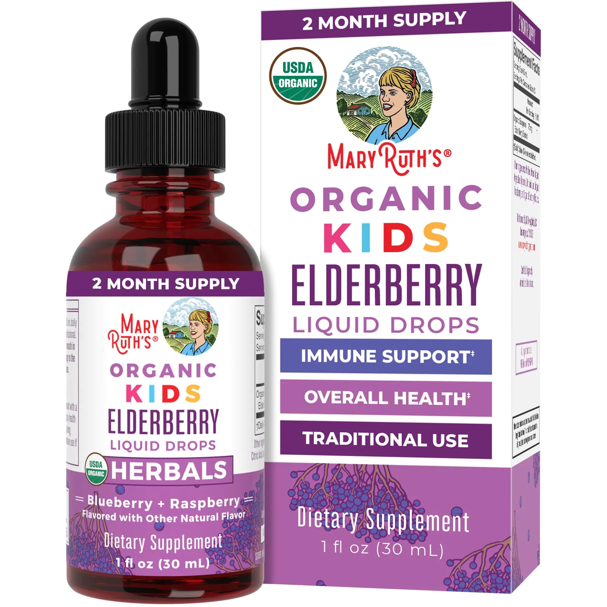 Organic Kids Elderberry Immune Drops | Vegan & USDA Certified | Ages 4-13 | 1oz