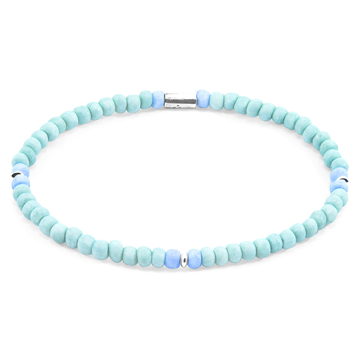 Pastel Green - Blue Evelyn Silver and Glass SKINNY Bracelet