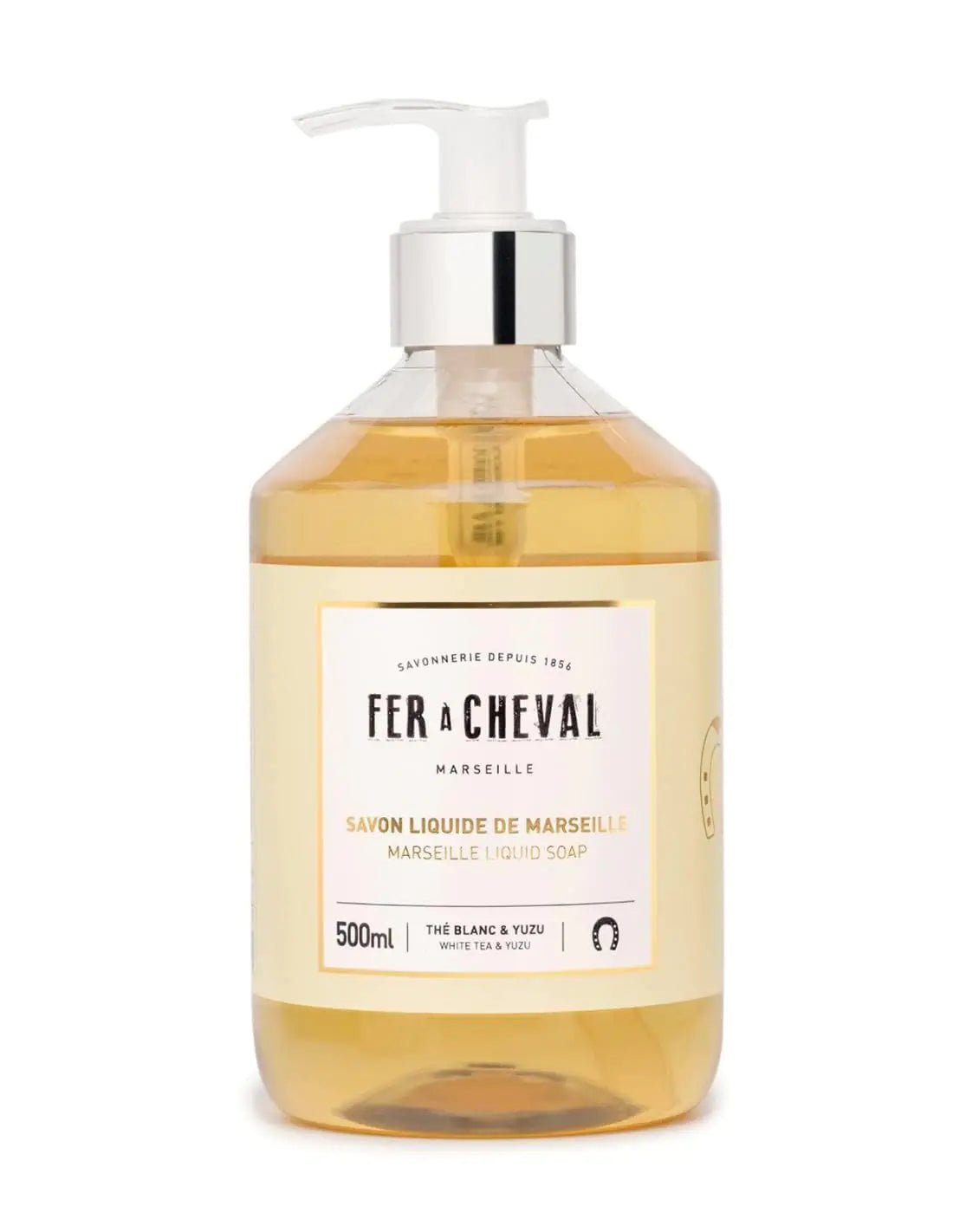 Fer à Cheval Savon Liquide De Marseille Soap Organic Marseille Liquid Soap French Shower Hand Soap Liquid | White Tea & Yuzu 500ml/16.9fl oz