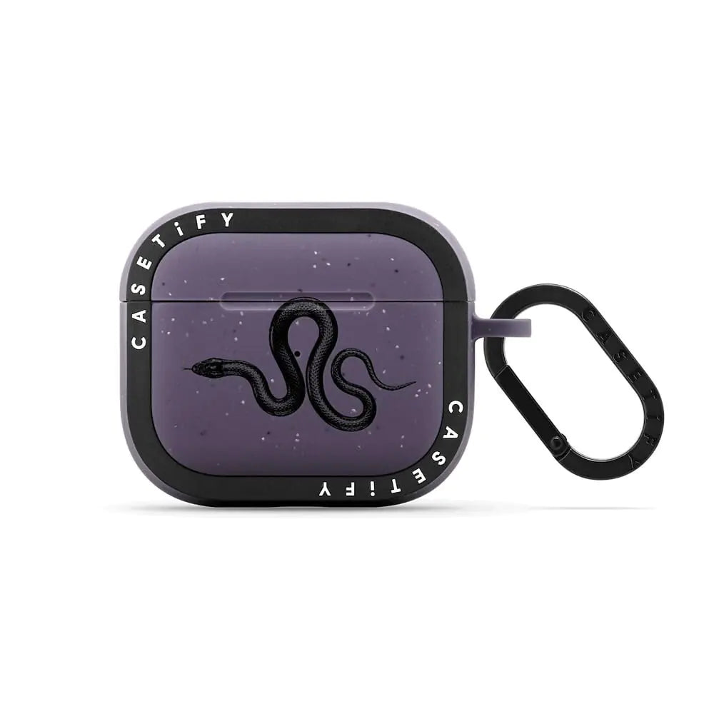 CASETiFY Mirror Airpods (1st/2nd Gen) Case with Ring - Black Kingsnake - Silver