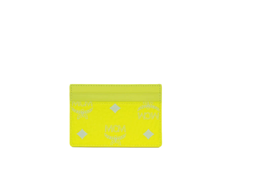 MCM Spectrum Mini Neon Yellow Visetos Leather Card Case