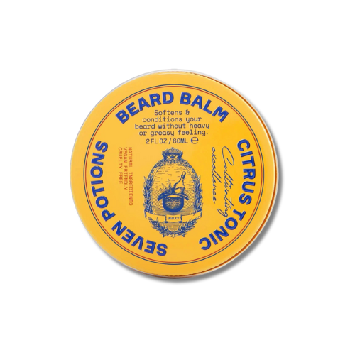 SEVEN POTIONS Beard Balm for Men — Conditioning Beard Softener to Nourish Skin Facial Hair and Stop Beard Itch — All-Natural Vegan Cruelty Free — Citrus Tonic (2 FL OZ)