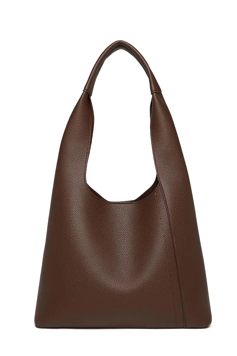 Amzufs Soft Vegan Leather Hobo Shoulder Bag Set - Coffee