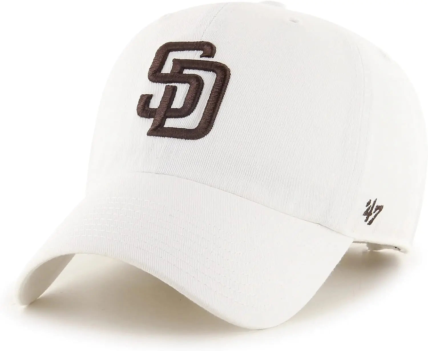 47 MLB Unisex-Adult White/Team Color Clean Up Adjustable Hat Cap - One Size (US Alpha One Size San Diego Padres White/Brown)