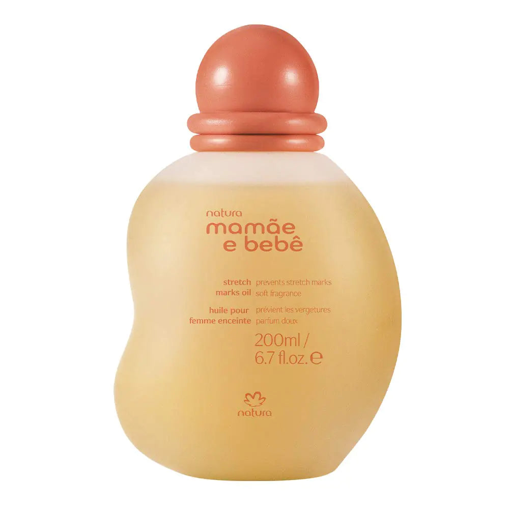 natura - Mamãe e Bebê Vegan Stretch Marks Oil  | 97.3% Natural Origin | 6.7 fl oz (200ml)
