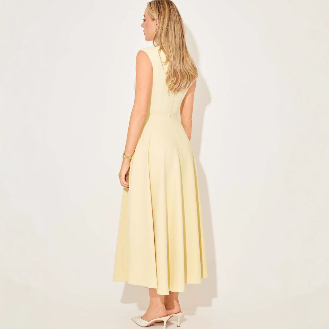Elegant Sleeveless High-Waist A-Line Dress for Women, BYMANYC New York.