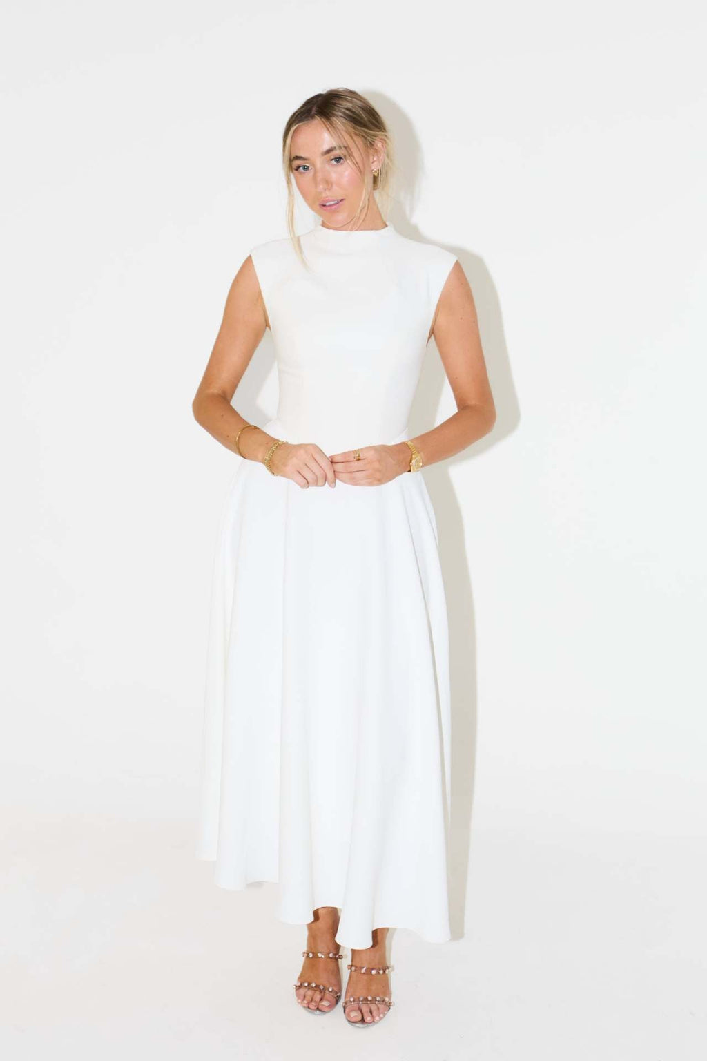Elegant Sleeveless High-Waist A-Line Dress for Women, BYMANYC New York.
