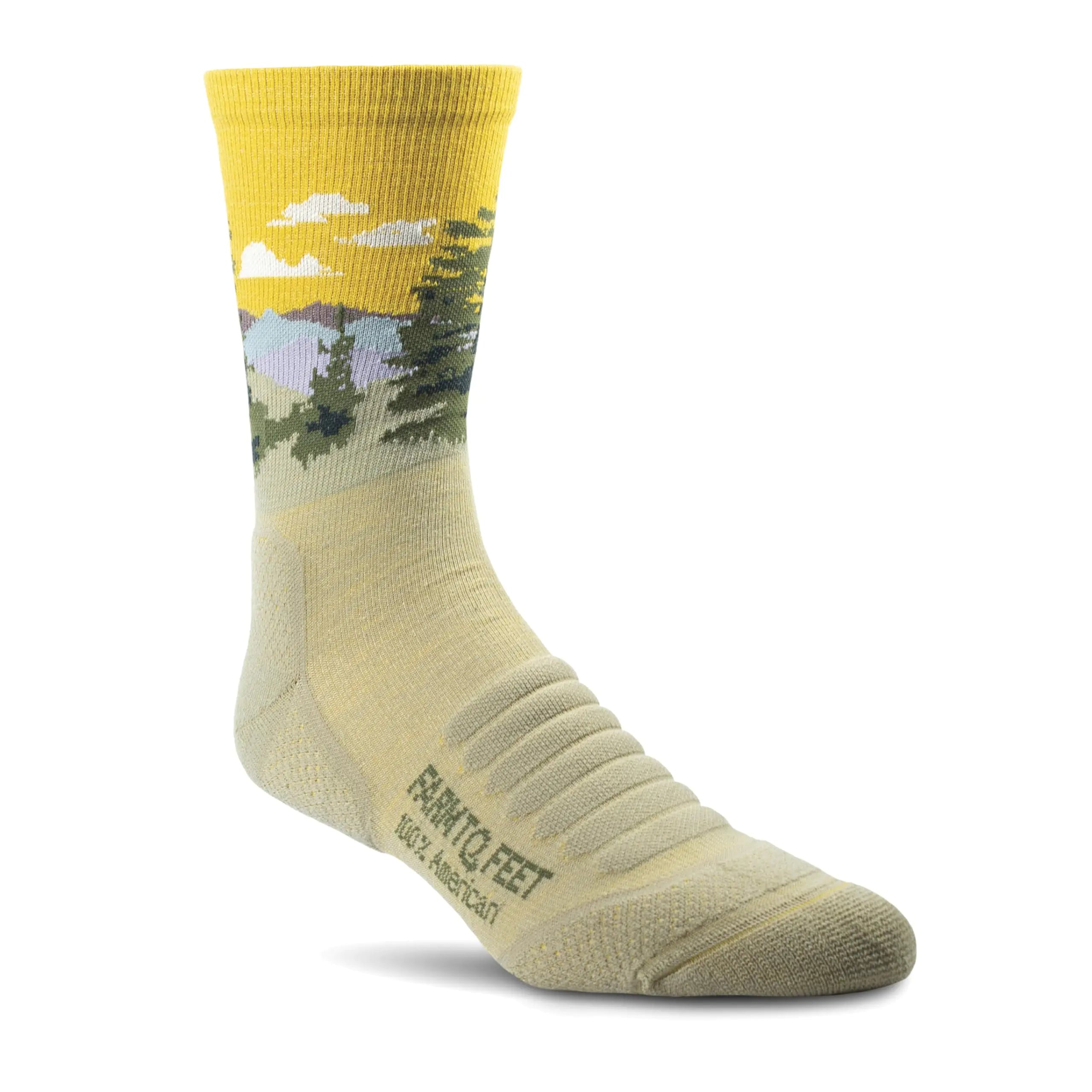 FARM TO FEET Desert Tan Cascade Locks Crew Socks Large