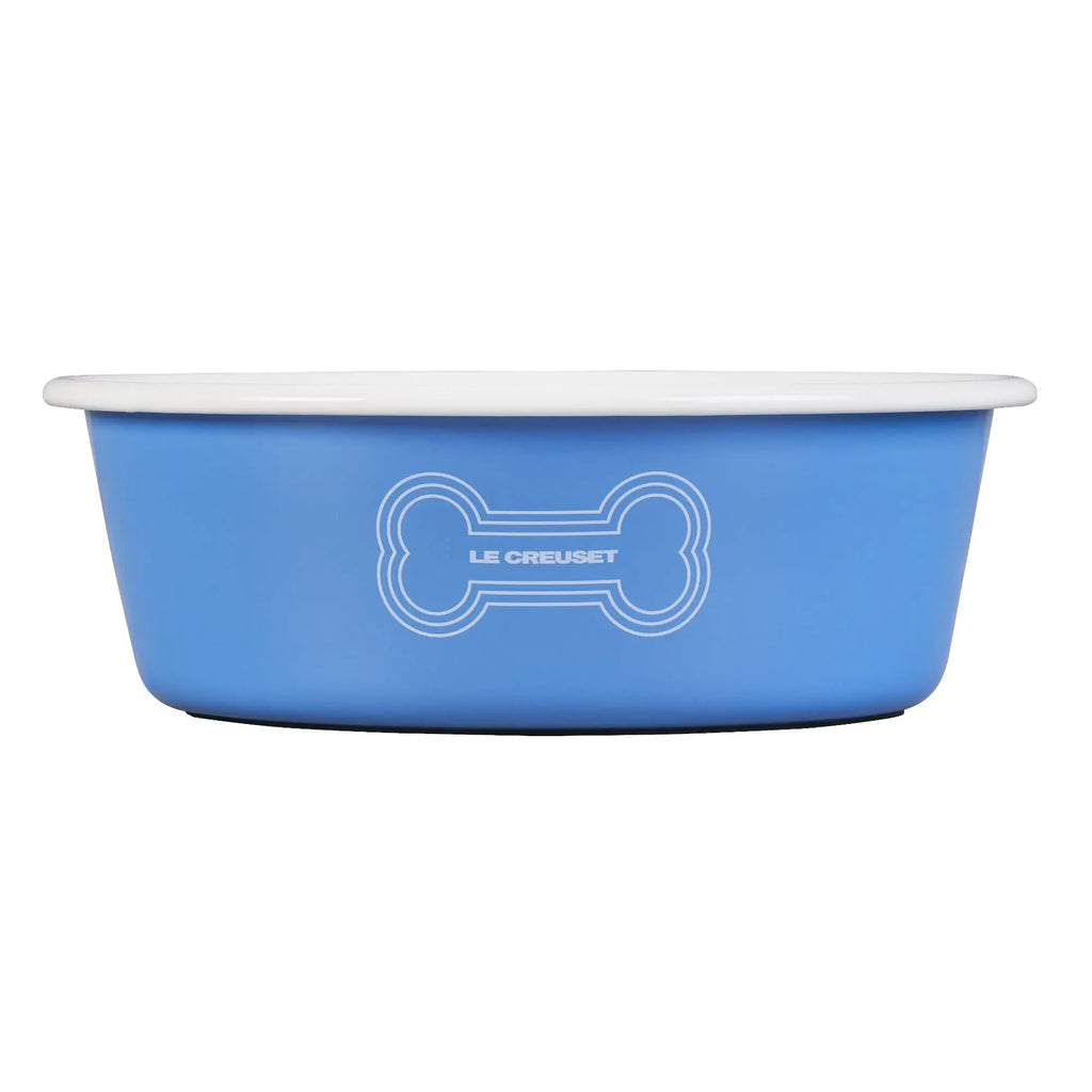 Le Creuset Enamel on Steel Large Dog Bowl 6 Cups Light Blue