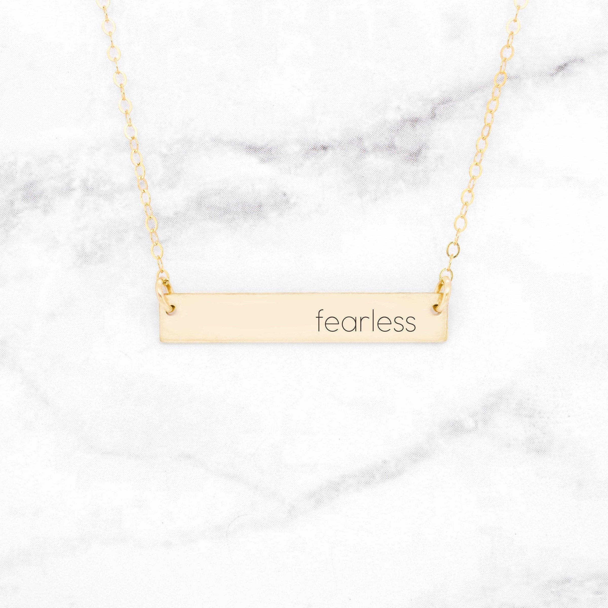 Fearless - Sterling Silver Quote Bar Necklace