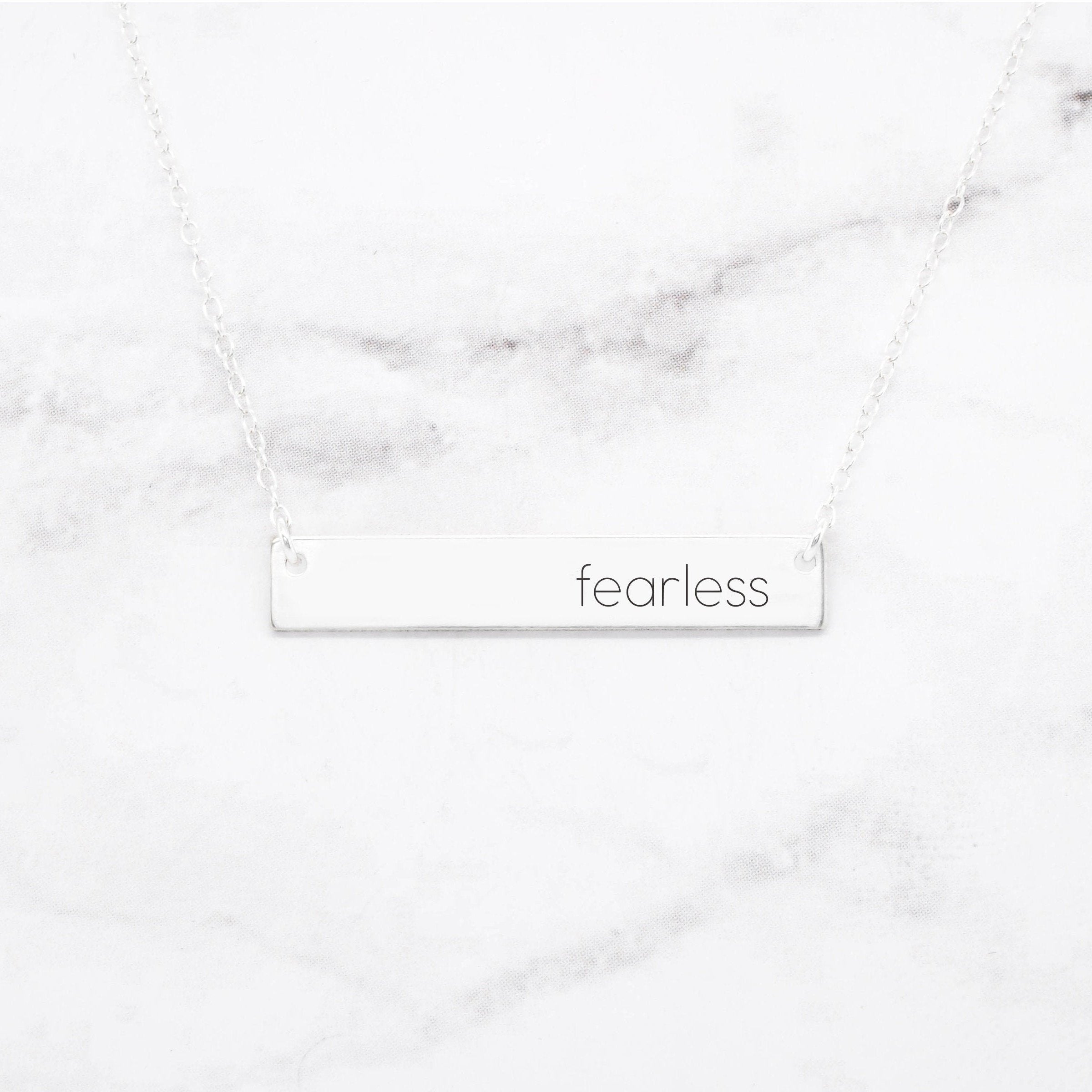 Fearless - Sterling Silver Quote Bar Necklace