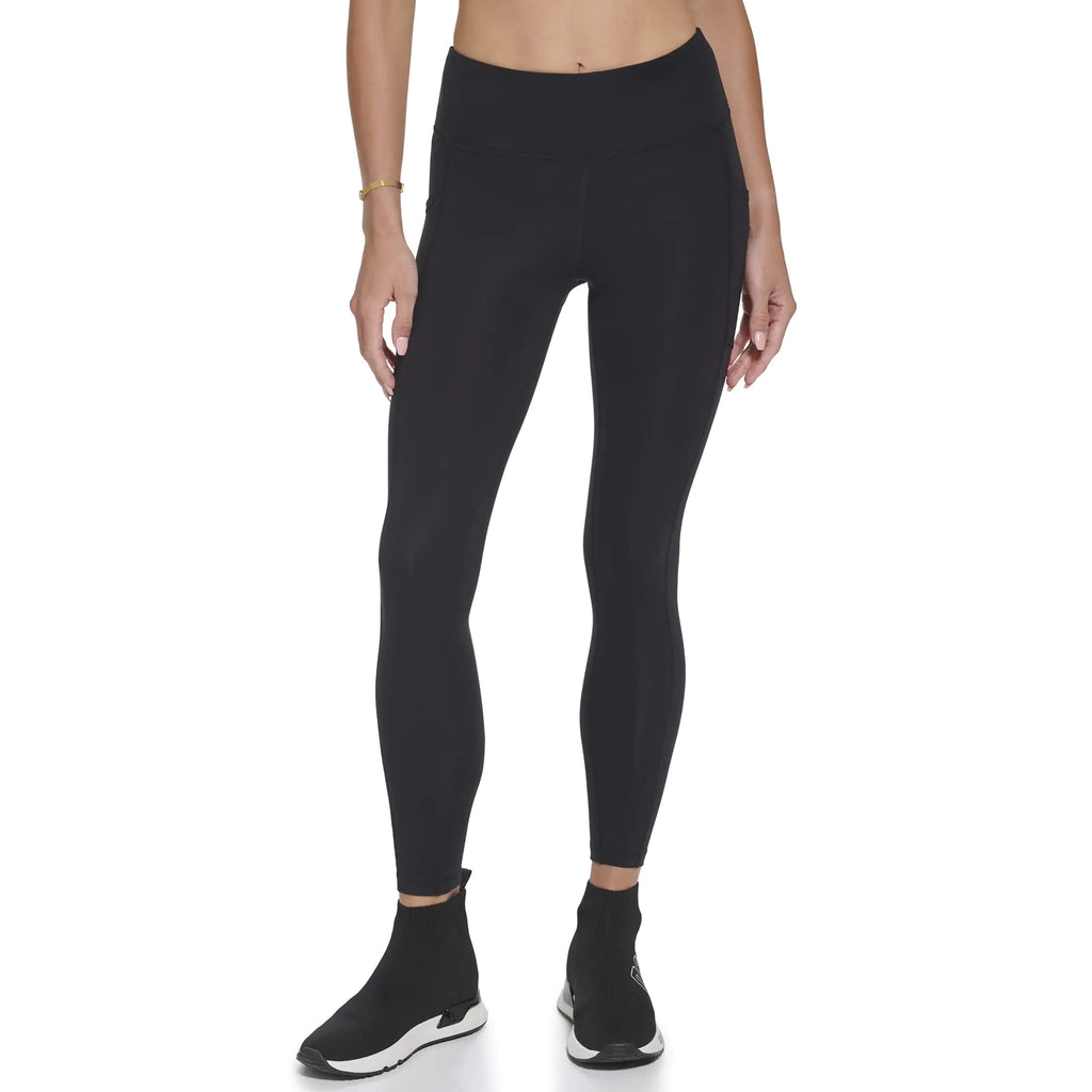 DKNY Womens Sport Tummy Control Workout Yoga Leggings Black Medium US