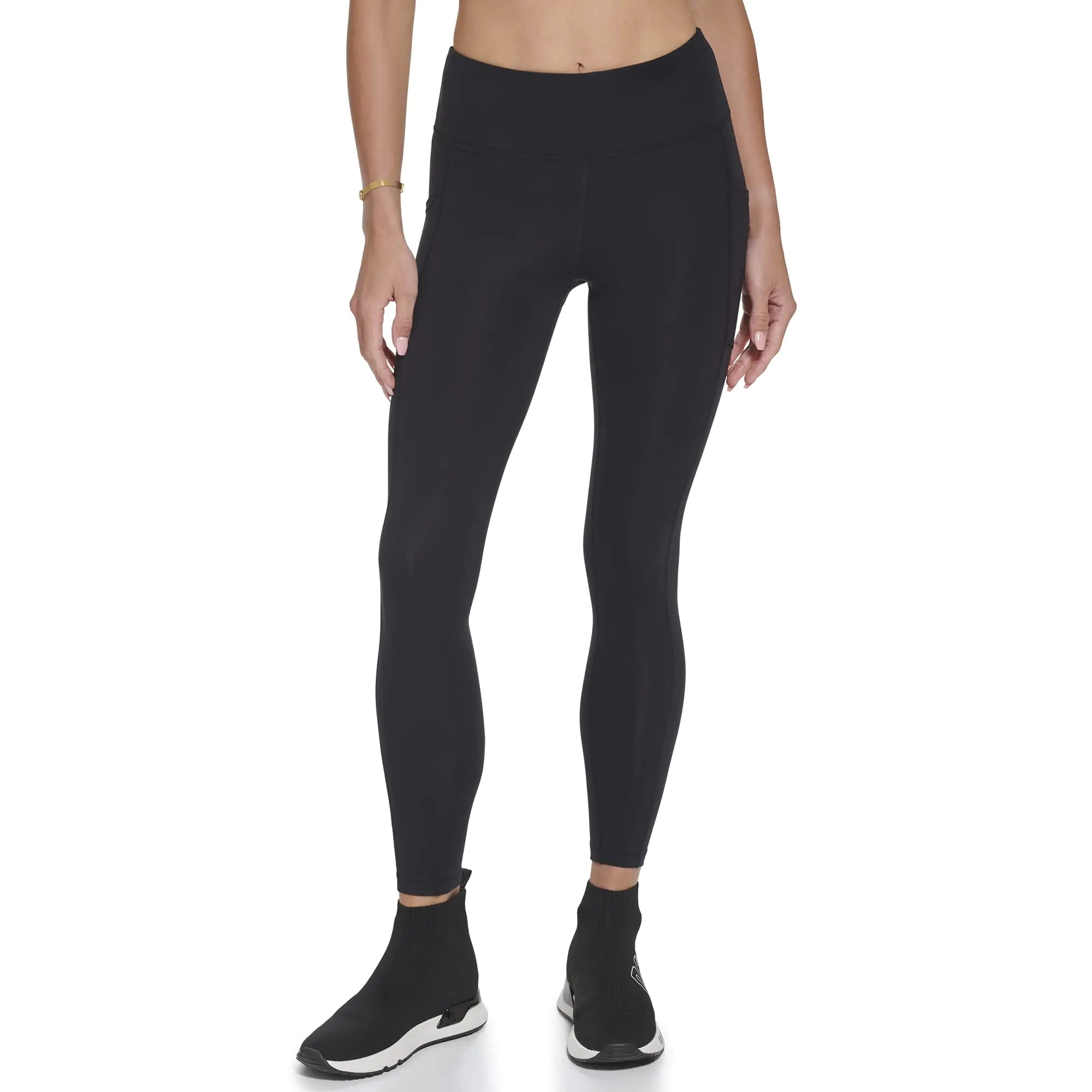 DKNY Womens Sport Tummy Control Workout Yoga Leggings Black Medium US