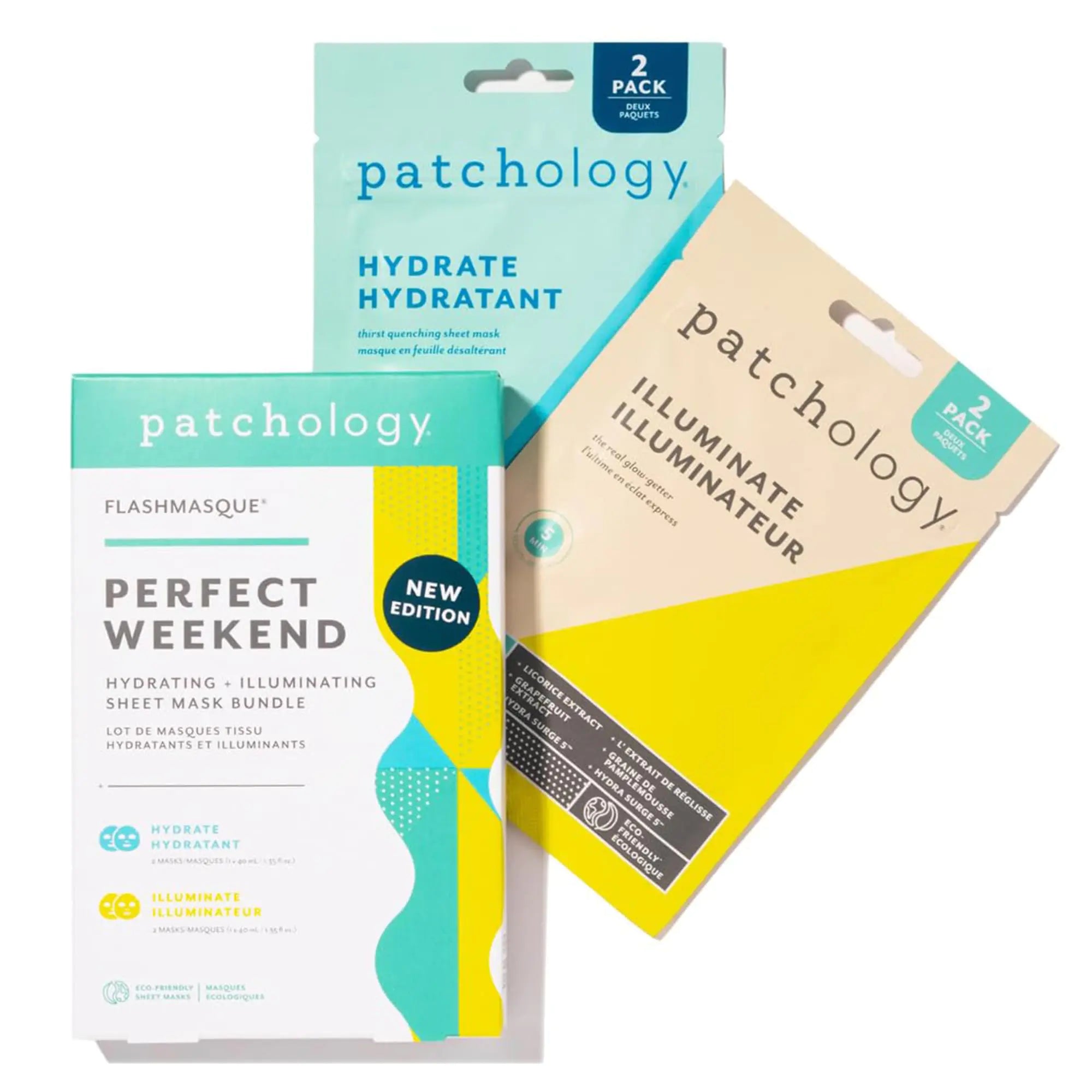 Patchology Hydrating Sheet Masks - Weekend Travel Skincare Essentials - Hyaluronic Acid Masks with Revitalizing Serum Licorice Root Extract Skincare - Ultimate Hydration & Radiance (4 Masks)