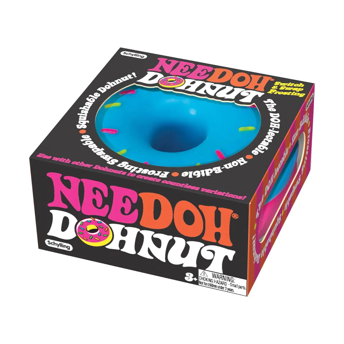 Schylling NeeDoh Dohnuts - Sensory Fidget Toy - Assorted Colors - Ages 3 to Adult (Pack of 1)