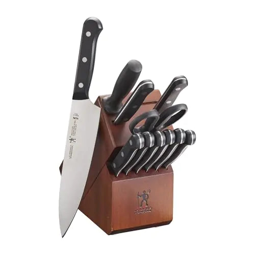HENCKELS Solution Razor-Sharp 12-pc Knife Set Chef Knife Bread Knife Steak Knife German Engineered Informed by 100+ Years of MasteryWalnut