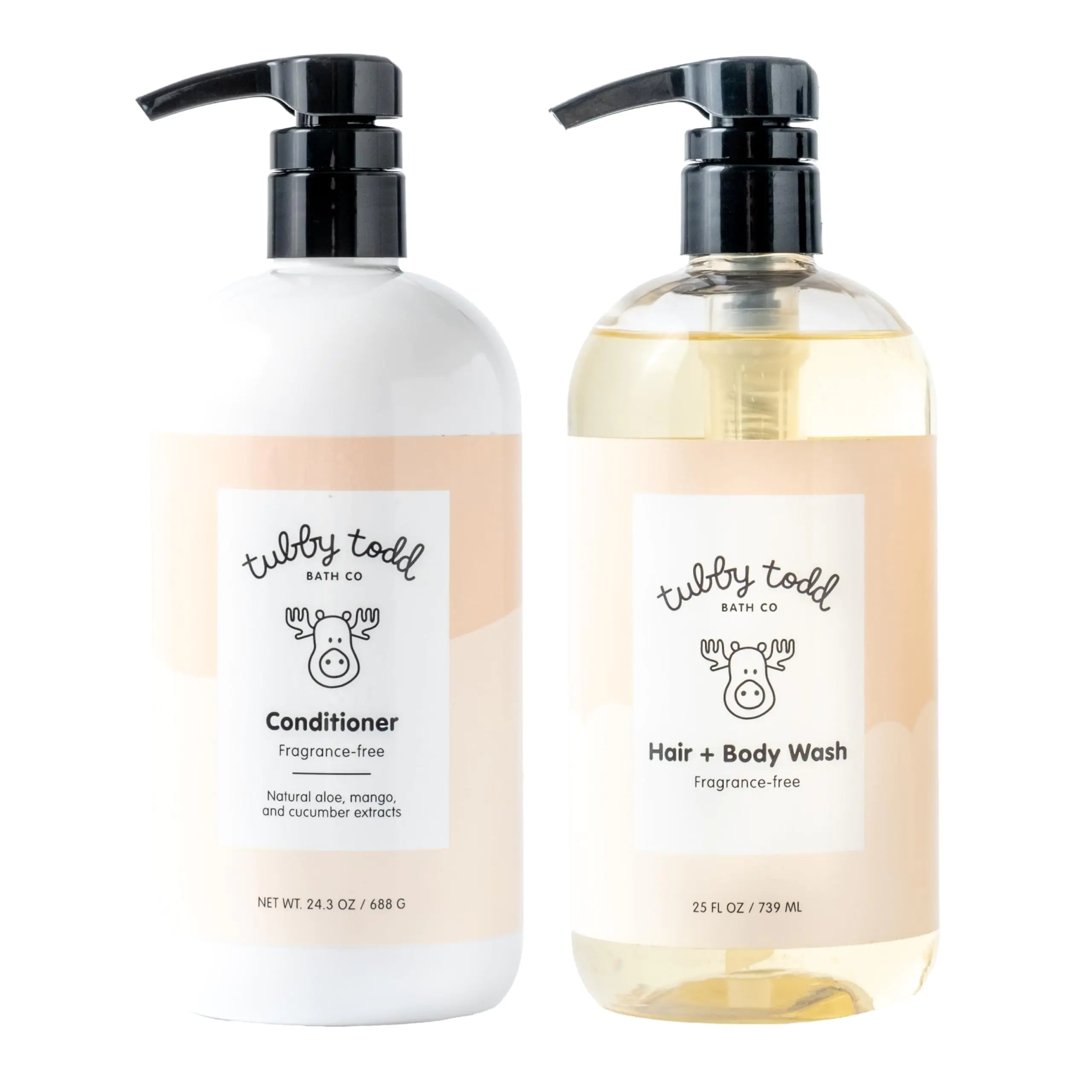 Tubby Todd Baby Bath Kit - The Hair Duo Bundle - Baby Shampoo and Conditioner Set - 25 Fl Oz & 24.3 Fl Oz - Fragrance-Free