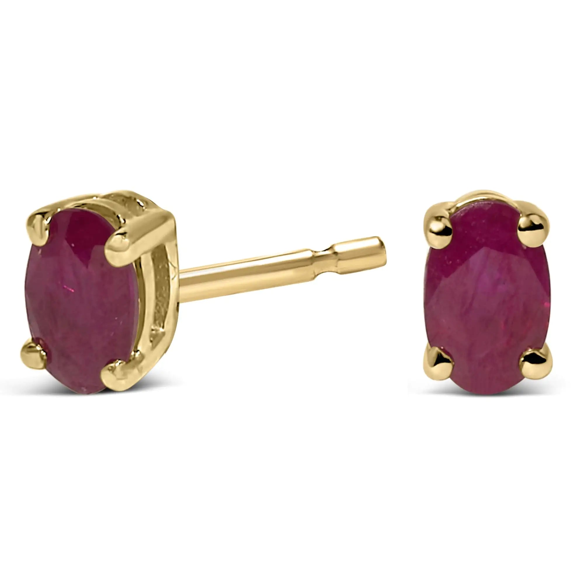 14K Gold Oval Cut Gemstone Birthstone 5x3 mm Stud Earrings