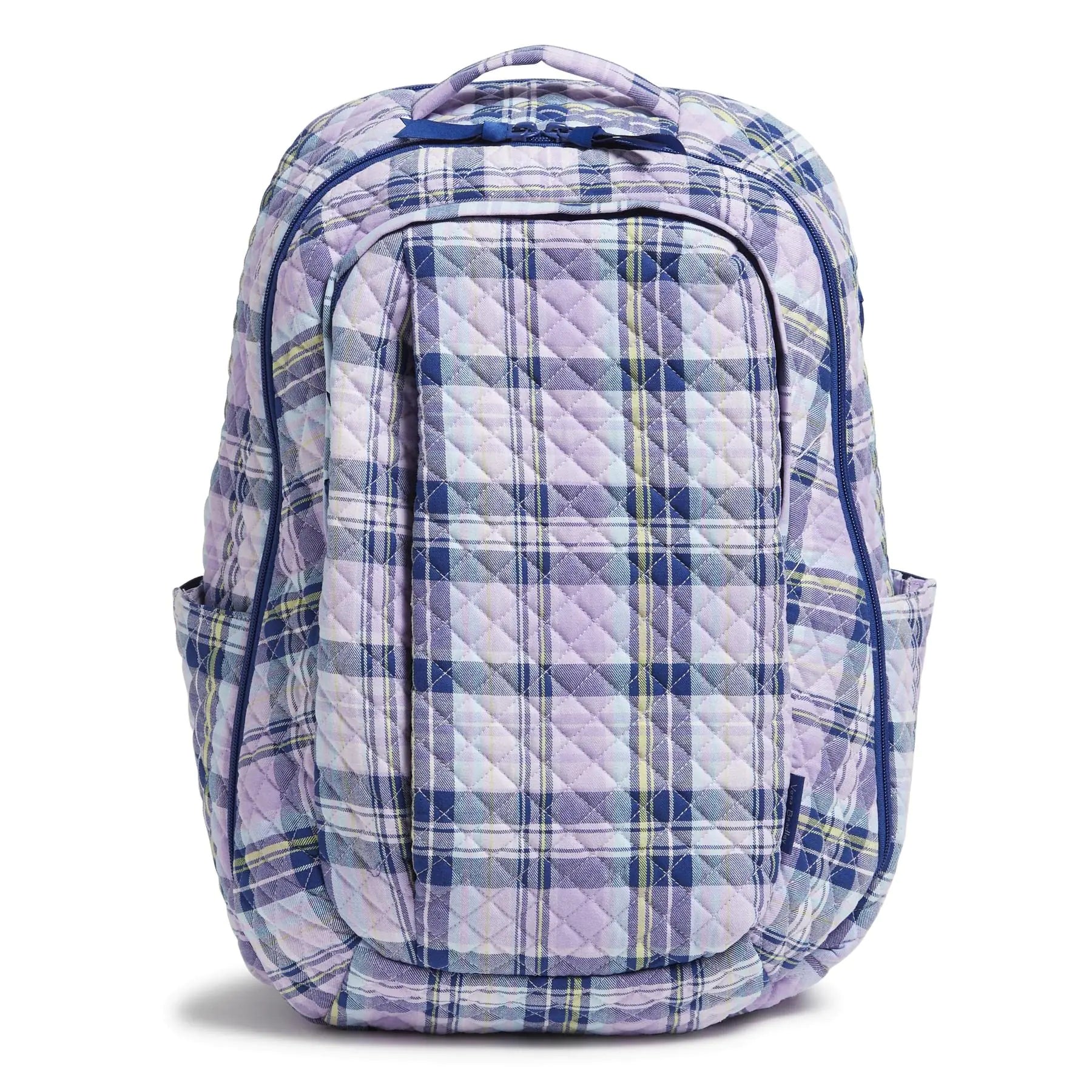 Vera Bradley Womens Cotton Large Travel Backpack Travel Bag Amethyst Plaid - Recycled Cotton One Size