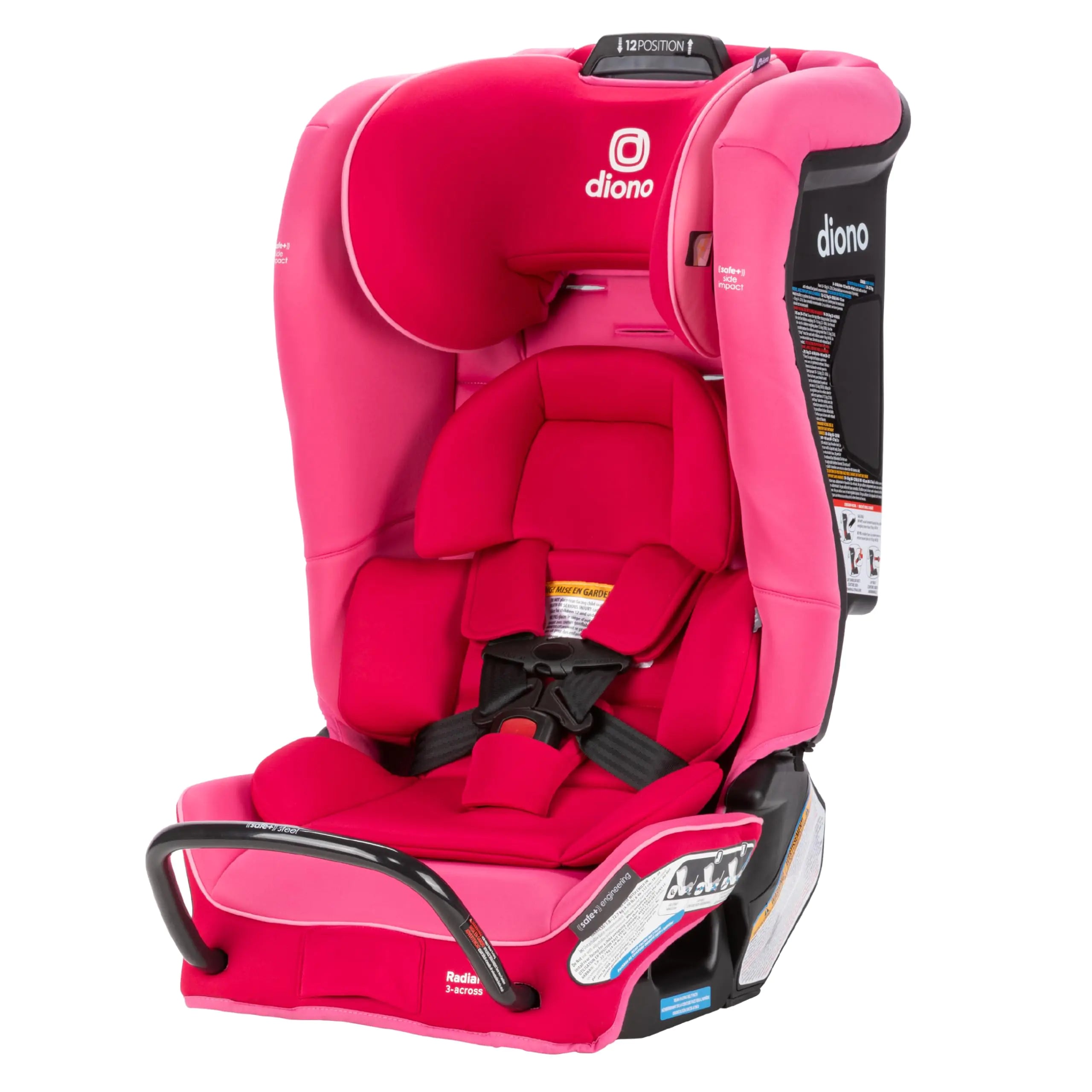 Diono Radian 3RXT SafePlus 4-in-1 Convertible Car Seat Rear and Forward Facing SafePlus Engineering 3 Stage Infant Protection 10 Years 1 Car Seat Slim Fit 3 Across Pink Cotton Candy