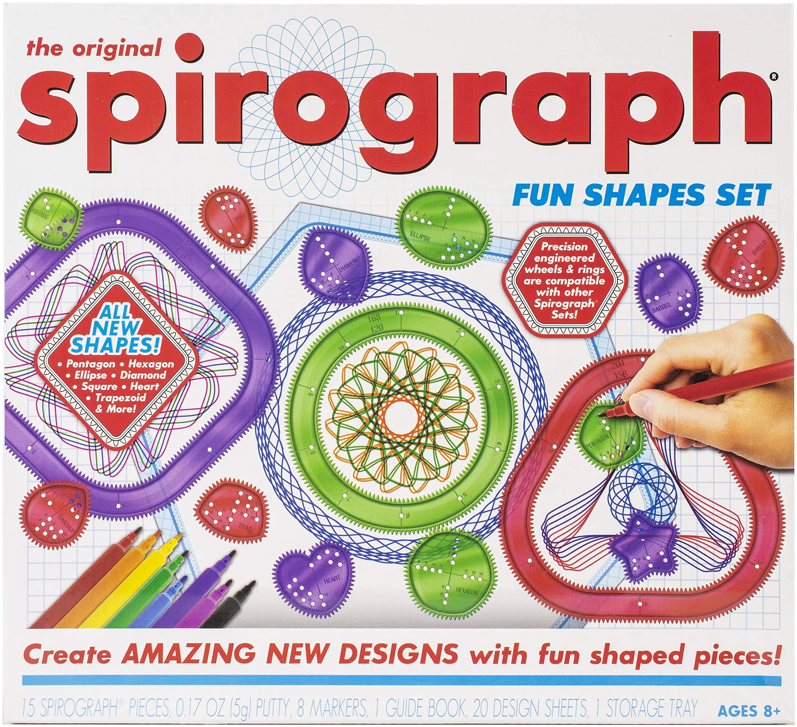 Spirograph — Fun Shapes Drawing Art Set — Classic Spirograph Gear Play With New Shapes — For Ages 8+