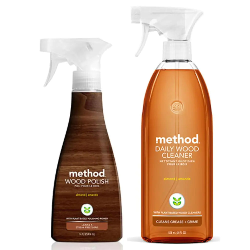 Generic Method Wood Cleaner & Polish Bundle: (Method Daily Wood Cleaner 28 Oz. & Method Wood Polish 14 Oz.) Bundle Of 2 Items