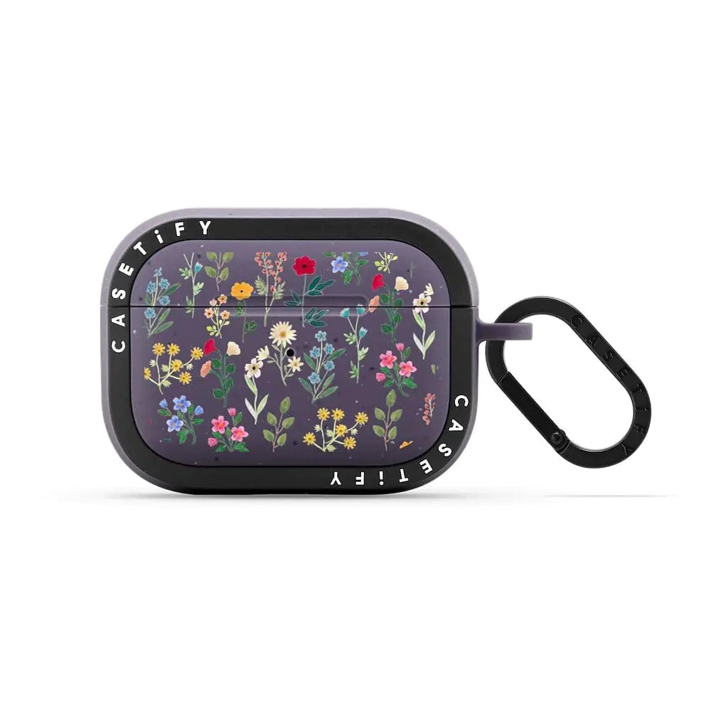 CASETiFY Bounce Airpods Pro (1st/2nd Gen) Case with Ring - Spring Botanicals - Matte Deep Purple