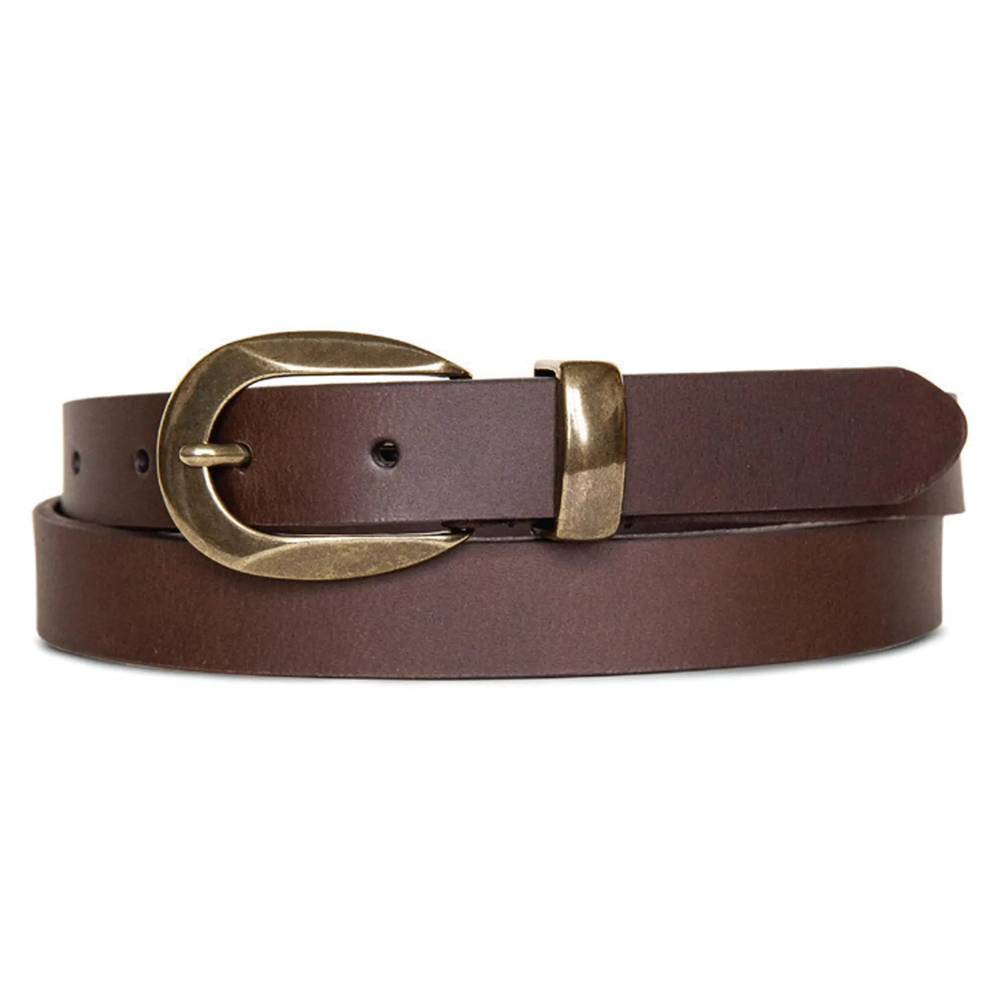 Lucky Brand Women Leather Belt with Sculpted Buckle in Brown | Size Medium M (28-30")