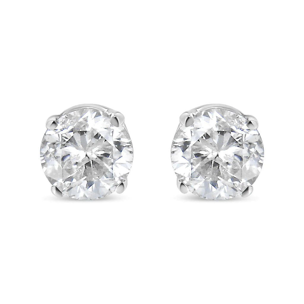 14K White Gold 5/8 Cttw Round Brilliant-Cut Lab Grown Diamond Classic 4-Prong Push back Stud Earrings (F-G Color, VS1-VS2 Clarity)
